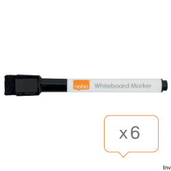 Marker suchościeralny mini czarny opakowanie 6 sztuk Nobo