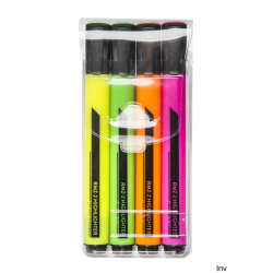 Zakreślacz Rystor RMZ-2 mix 4 sztuki z ściętą końcówką, fluorescencyjny tusz, szybkoschnący, nietoksyczny