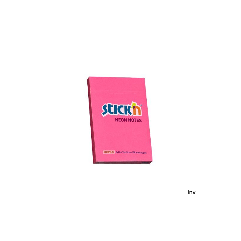 Bloczek samoprzylepny StickN 76x51 mm ciemnoróżowy neon 100 kartek