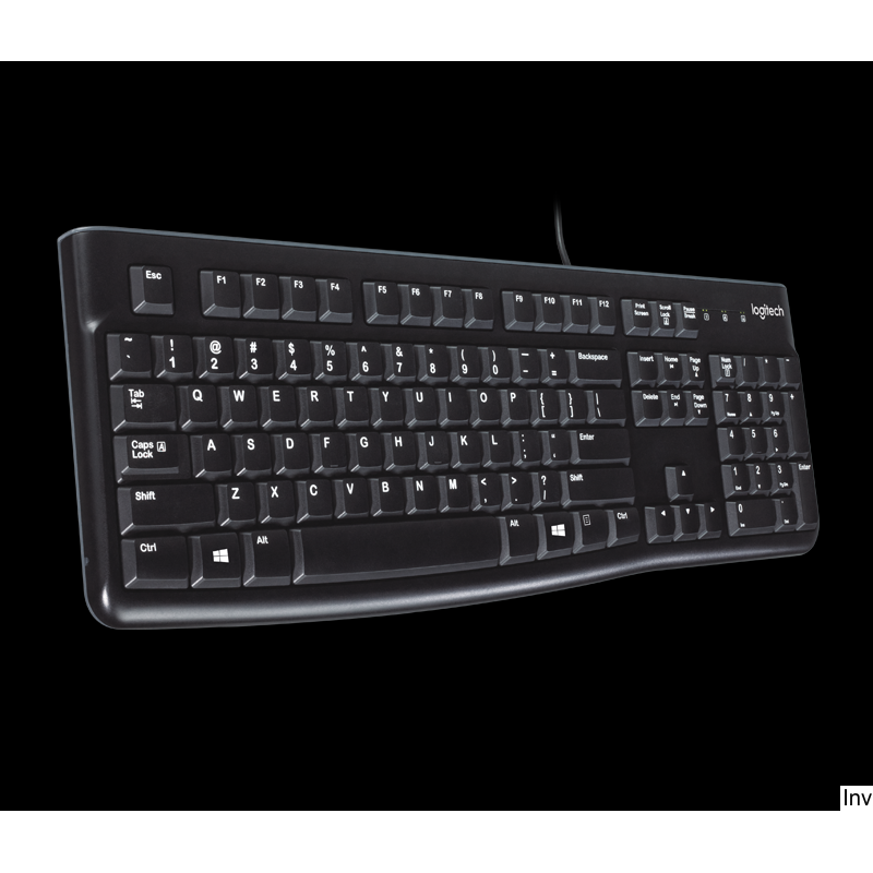 Klawiatura przewodowa Logitech K120 USB czarna, odporna na zalanie, z niskoprofilowymi klawiszami i regulacją nachylenia
