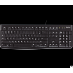 Klawiatura przewodowa Logitech K120 USB czarna, odporna na zalanie, z niskoprofilowymi klawiszami i regulacją nachylenia
