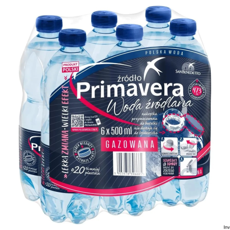 Woda gazowana PRIMAVERA 0.5l zgrzewka 6 sztuk