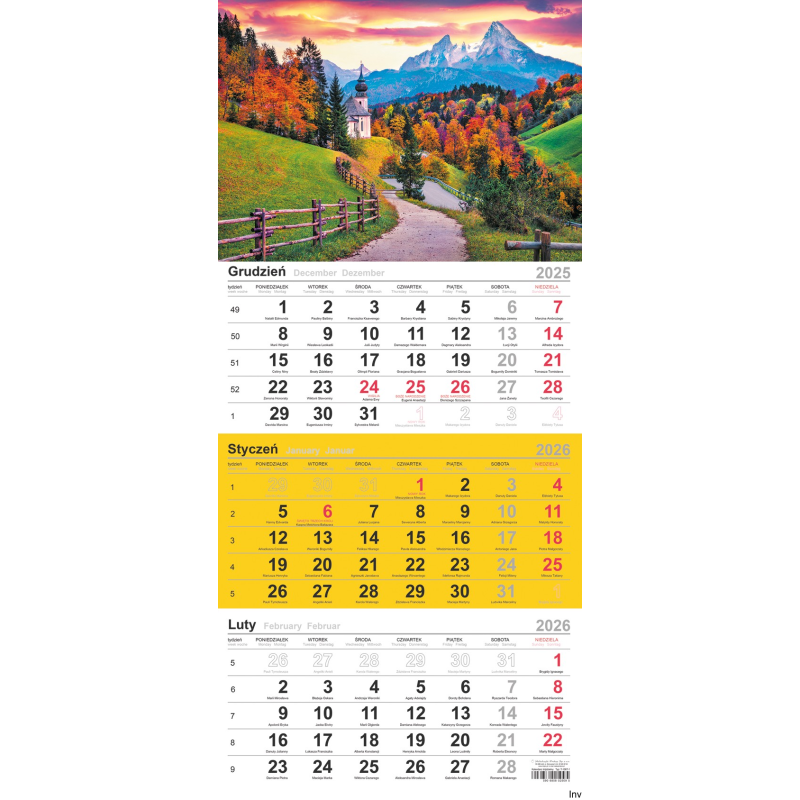 Kalendarz trójdzielny 2023 Michalczyk i Prokop format 290 x 619 mm, 12 kartek, pełnokolorowy, offset 80g/m2