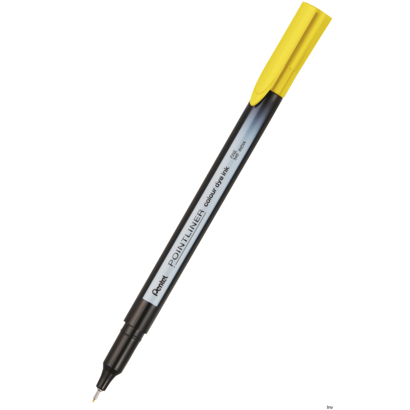 Cienkopis Pentel Pointliner Colour, żółty, tusz na bazie wody, grubość linii 0,4 mm, długość linii 790 m