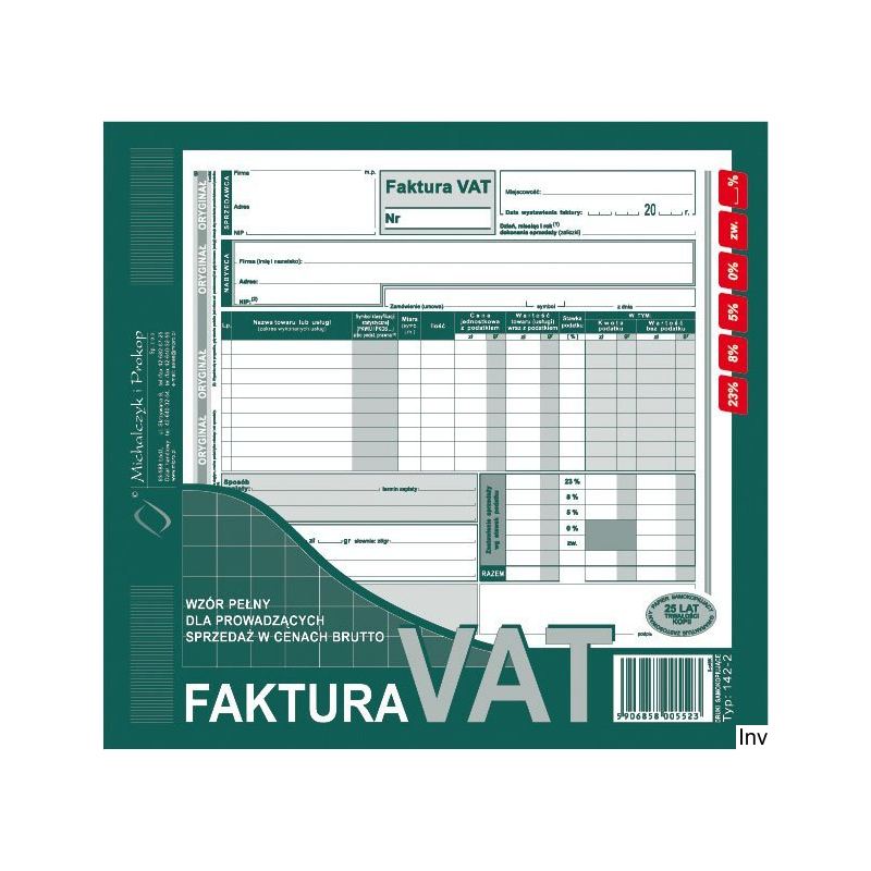 Faktura VAT 2/3 A4 brutto Michalczyk i Prokop
