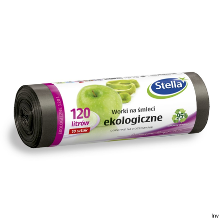 Worki na śmieci ekologiczne 120L 10 sztuk z taśmą LDPE Stella WNS-6356V1