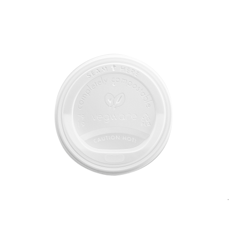 Vegware BIO Dekiel C-PLA do kubka 80mm biały 50 sztuk biodegradowalny do gorących napojów