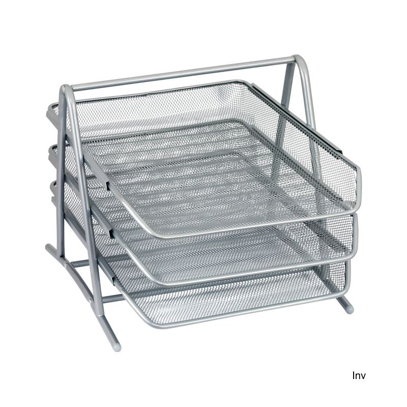 Półka na dokumenty Dotts A4 (3) siatka srebrna 350x297x275 mm