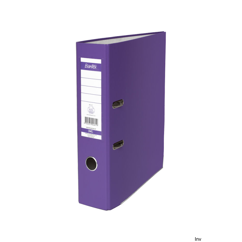 Segregator A4 50 mm fioletowy Bantex z szyną, ekologiczny, z wymienną etykietą, 1 sztuka
