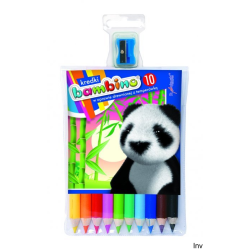 Kredki BAMBINO 10 kolorów w drewnie 15 cm z temperówką - St.Majewski