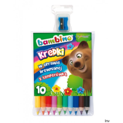 Kredki BAMBINO 10 kolorów w drewnie 15 cm z temperówką - St.Majewski