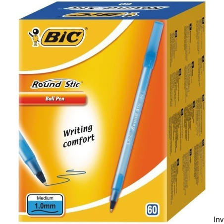 Długopis BIC Round Stic Classic niebieski 1,0 mm, transparentny korpus, szerokość linii 0,4 mm, długość linii 2000 m