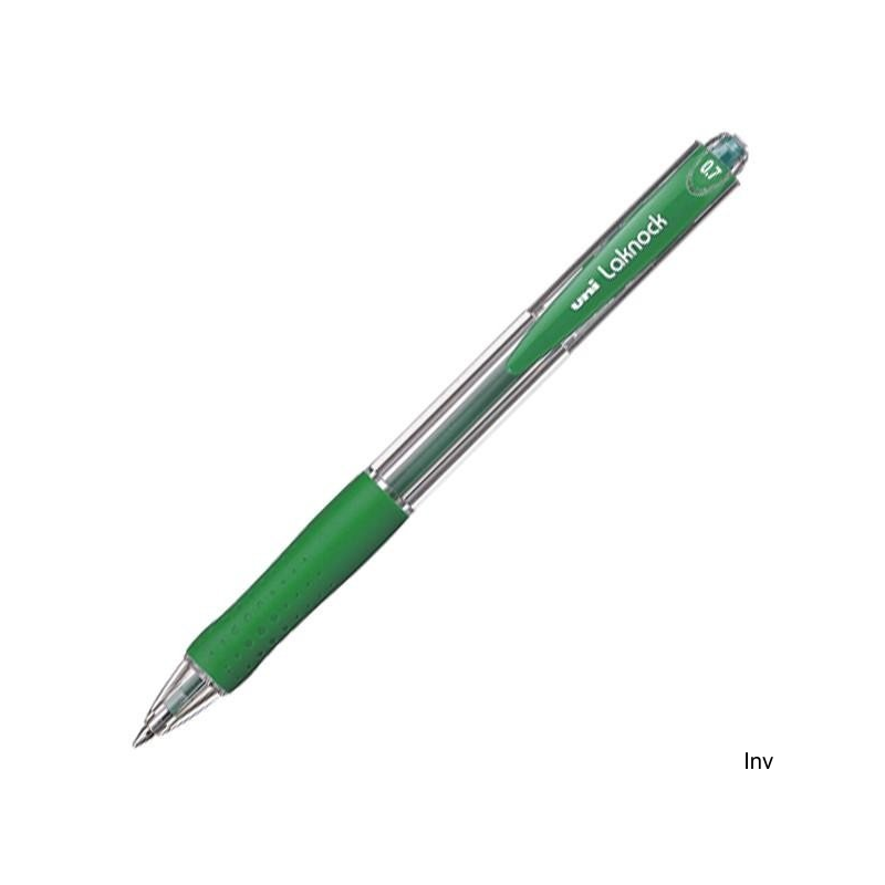 Długopis Uni SN-100 zielony z gumowym uchwytem, cienka linia 0,3 mm, wymienny wkład