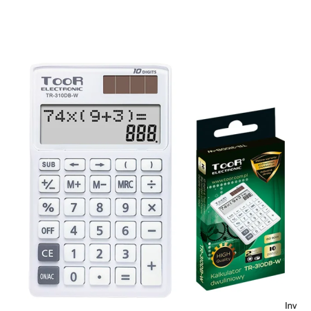 Kalkulator dwuliniowy Toor TR-310DB-W 10-pozycyjny