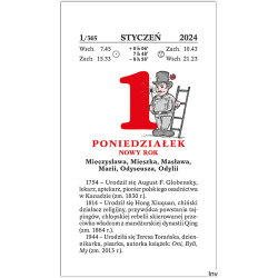 Kalendarz rodzinny zdzierak 76 x 135 mm Telegraph, 768 stron, papier gazetowy 45g, okładka kartonowa