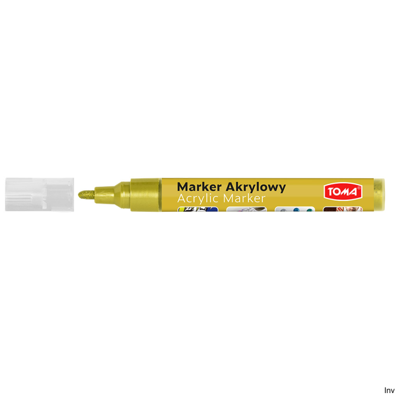 Marker akrylowy złoty TO-402 Toma, fibrowa końcówka okrągła 2-5mm do zdobienia różnych powierzchni