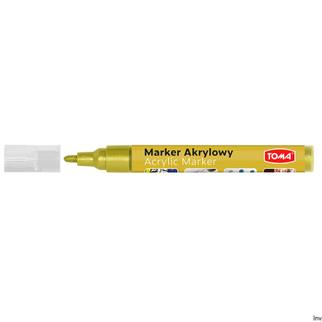 Marker akrylowy złoty TO-402 Toma, fibrowa końcówka okrągła 2-5mm do zdobienia różnych powierzchni