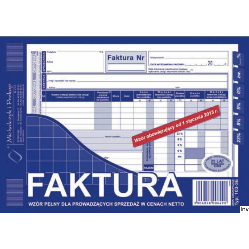 Faktura VAT netto A5 80 kartek DOTTS