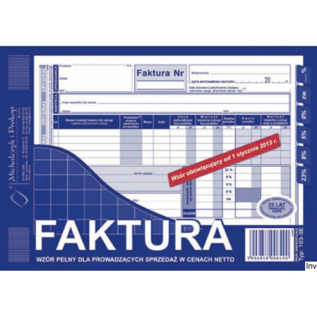 Faktura VAT netto A5 80 kartek DOTTS