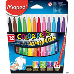 Flamastry Maped COLORPEPS 12 kolorów w kartonowym etui z trójkątnym uchwytem