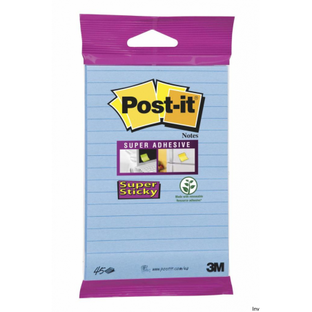 Bloczek samoprzylepny Post-It 152x102mm, 45 sztuk, niebieski, super sticky