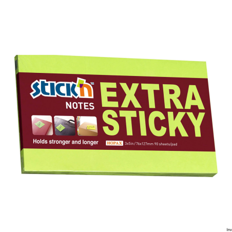 Notes samoprzylepny EXTRA STICKY 76x127 mm zielony neon 90 kartek