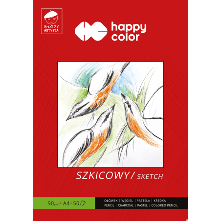 Blok szkicowy Happy Color Młody Artysta A4 50 arkuszy 90g do rysowania i szkicowania
