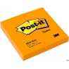 Bloczek samoprzylepny Post-It 3M, 76x76mm, 1x100 sztuk, jaskrawy pomarańczowy