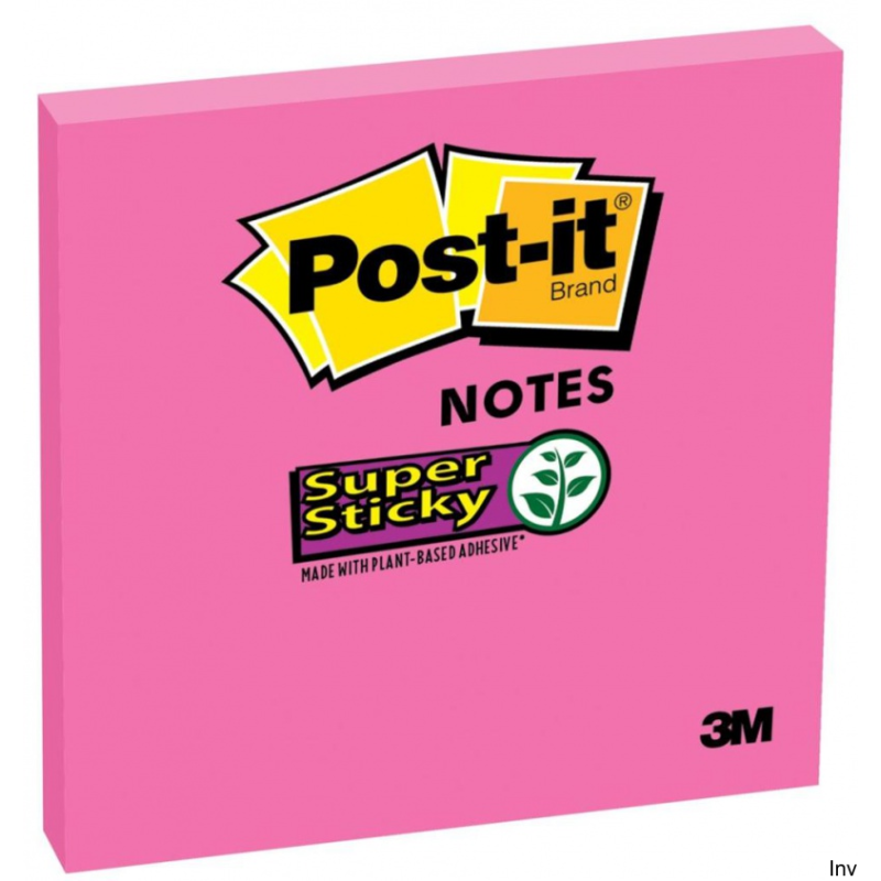 Bloczek samoprzylepny Post-It 76x76 mm fuksja, 1x90 karteczek, Super Sticky