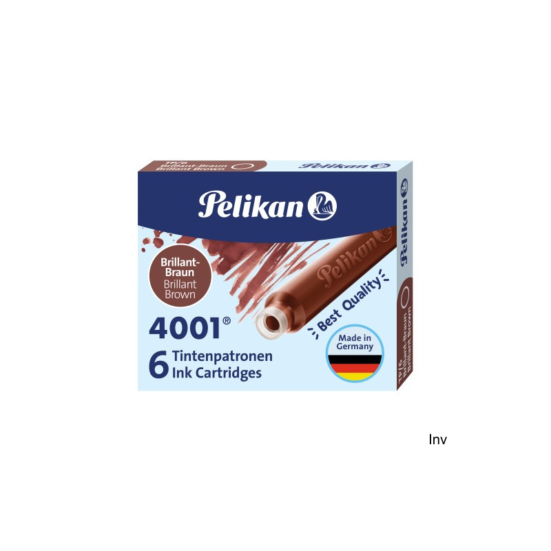 Naboje atramentowe Pelikan krótkie TP/6 brązowe, 6 sztuk