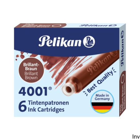 Naboje atramentowe Pelikan krótkie TP/6 brązowe, 6 sztuk