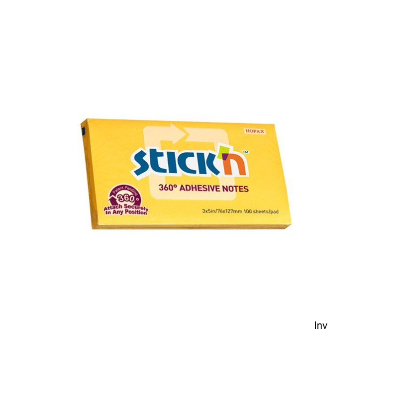 Bloczek samoprzylepny StickN 127x76 mm ciemnożółty 360 stopni 21555