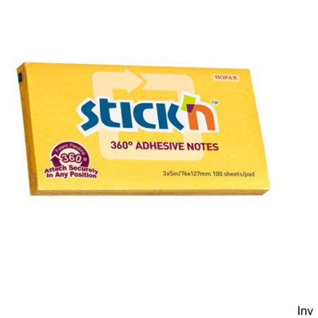 Bloczek samoprzylepny StickN 127x76 mm ciemnożółty 360 stopni 21555