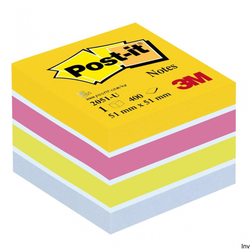 Post-It 3M Mini Kostka Samoprzylepna Ultra 51x51mm, 1x400 kart, 70-72gsm
