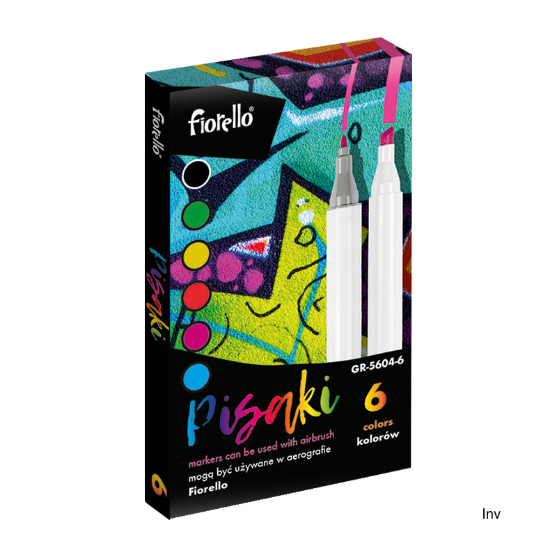 Markery wymienne Airbrush 6 kolorów Fiorello GR-5604-6