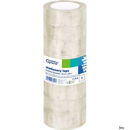 Taśma biurowa GRAND 18mm x 30m przezroczysta 8 sztuk