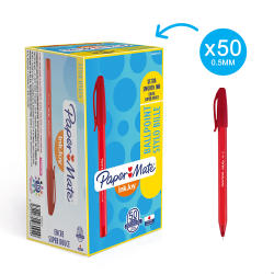 Długopis Paper Mate INKJOY 100 CAP M czerwony z zatyczką, 1 mm, gładkie pisanie, szybkoschnący tusz