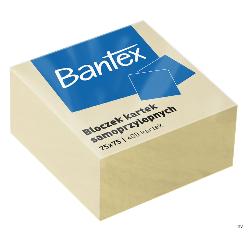 Bloczek samoprzylepny Bantex 75x75mm, 400 kartek, żółty