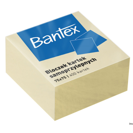Bloczek samoprzylepny Bantex 75x75mm, 400 kartek, żółty