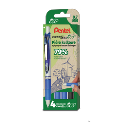 Pióro kulkowe PENTEL ENERGEL ECO komplet 4 sztuk BL77E-ST4ACCCPL