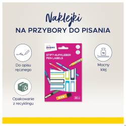 Naklejki na przybory do pisania 50 x 10 mm, 30 sztuk, zielone i niebieskie ramki, Avery Zweckform