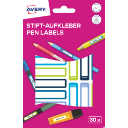 Naklejki na przybory do pisania 50 x 10 mm, 30 sztuk, zielone i niebieskie ramki, Avery Zweckform