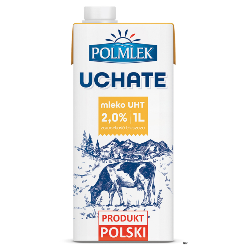 Mleko Polmlek UHT 2% 1l z polskiego mleka w aseptycznym opakowaniu