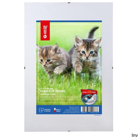 Antyrama plexi A5 150x210 mm Memobe z folią ochronną, białe boki, do zdjęć i plakatów
