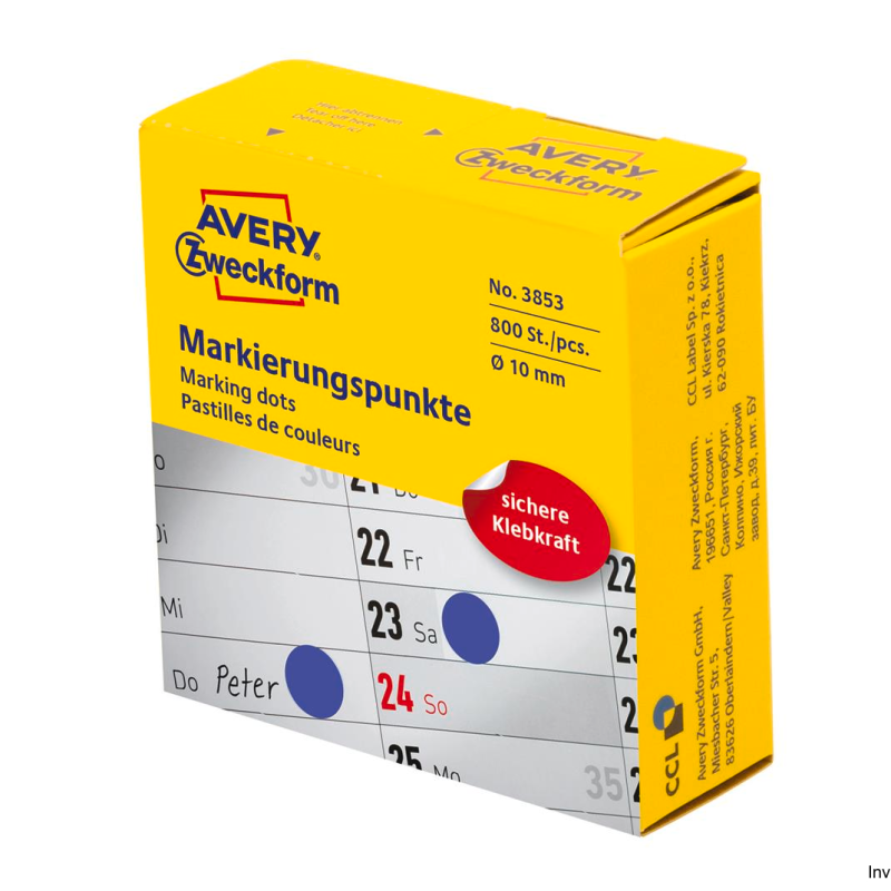 Kółka do zaznaczania niebieskie Q10 3853 w rolce Avery Zweckform, 800 sztuk