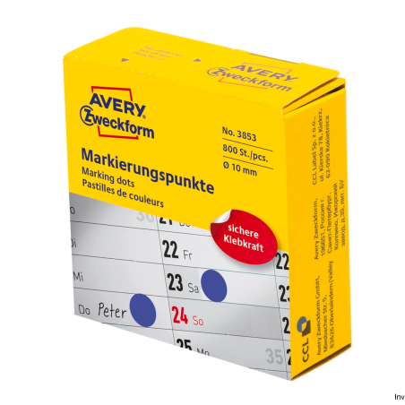 Kółka do zaznaczania niebieskie Q10 3853 w rolce Avery Zweckform, 800 sztuk