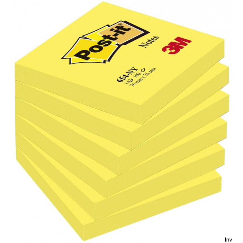Bloczek samoprzylepny Post-It 3M, 76x76 mm, 1x100 sztuk, jaskrawy żółty