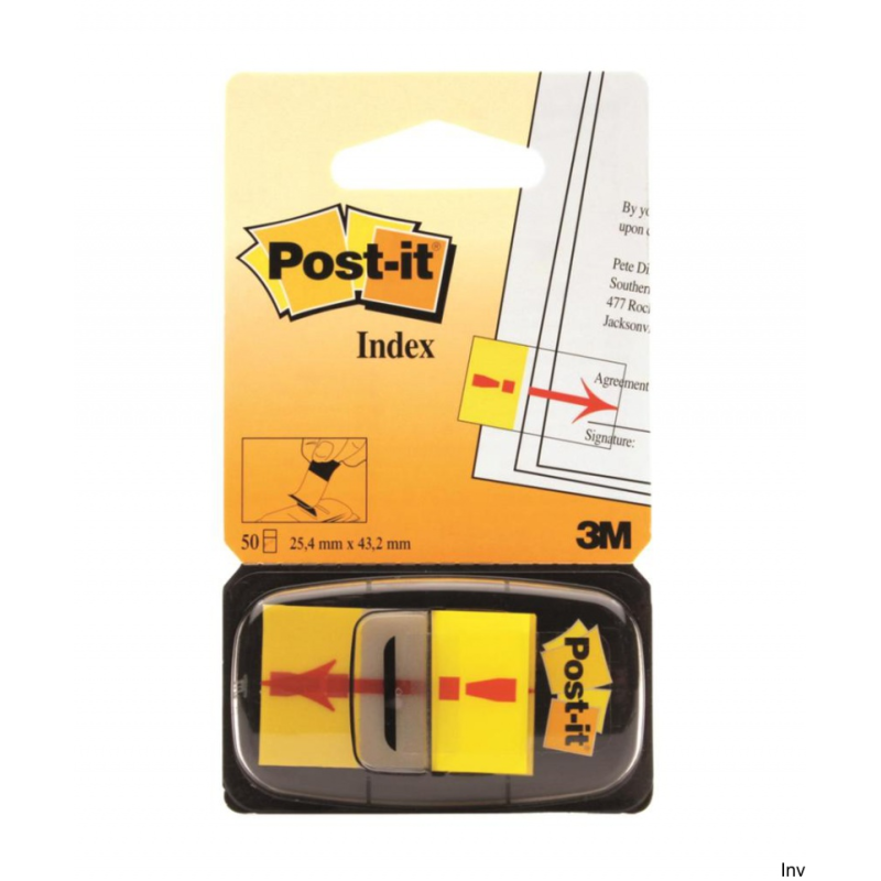 Zakładki indeksujące Post-It 3M z nadrukiem wykrzyknika, 25,4x43,2 mm, kolor żółto-czerwony, 50 sztuk