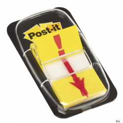 Zakładki indeksujące Post-It 3M z nadrukiem wykrzyknika, 25,4x43,2 mm, kolor żółto-czerwony, 50 sztuk