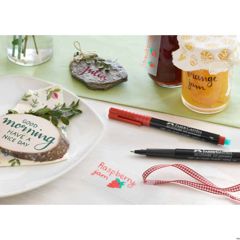 Faber-Castell Foliopis z gumką OHP Multimark F 0.6 mm czerwony do pisania na gładkich powierzchniach